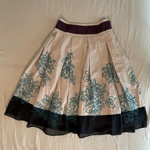 Anthropologie midi A-line embroidered skirt